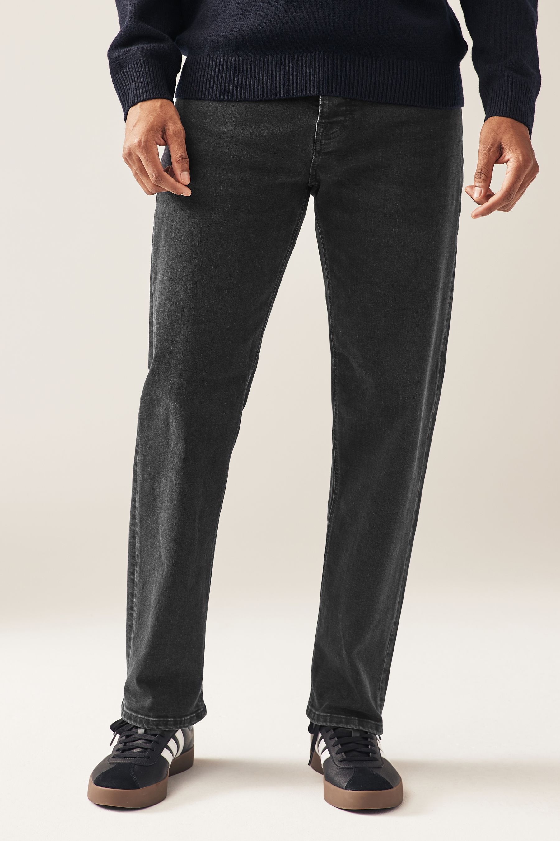 Buy Black Straight Fit Classic Stretch Jeans from the Next UK online shop