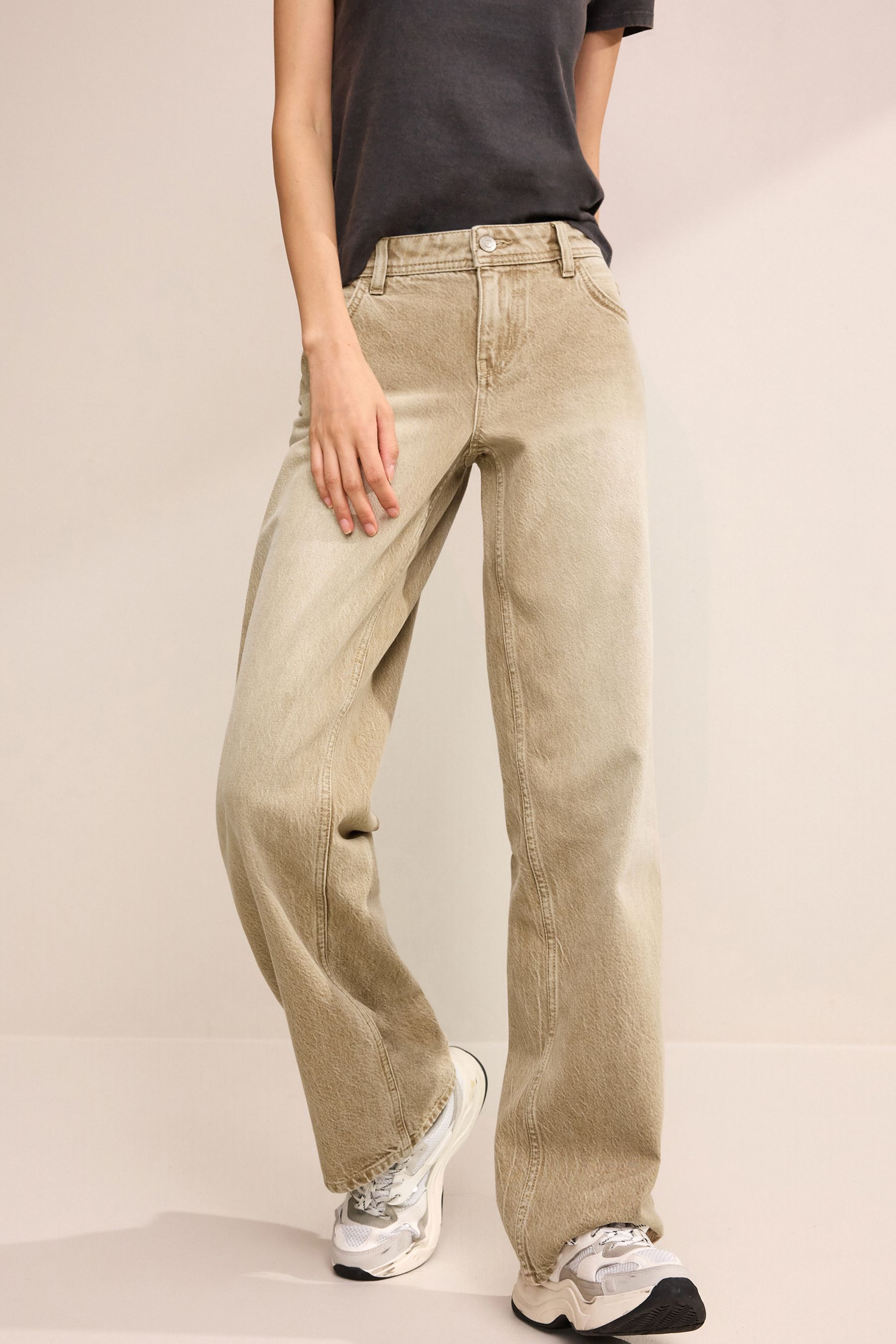 Beige wide leg shop jeans