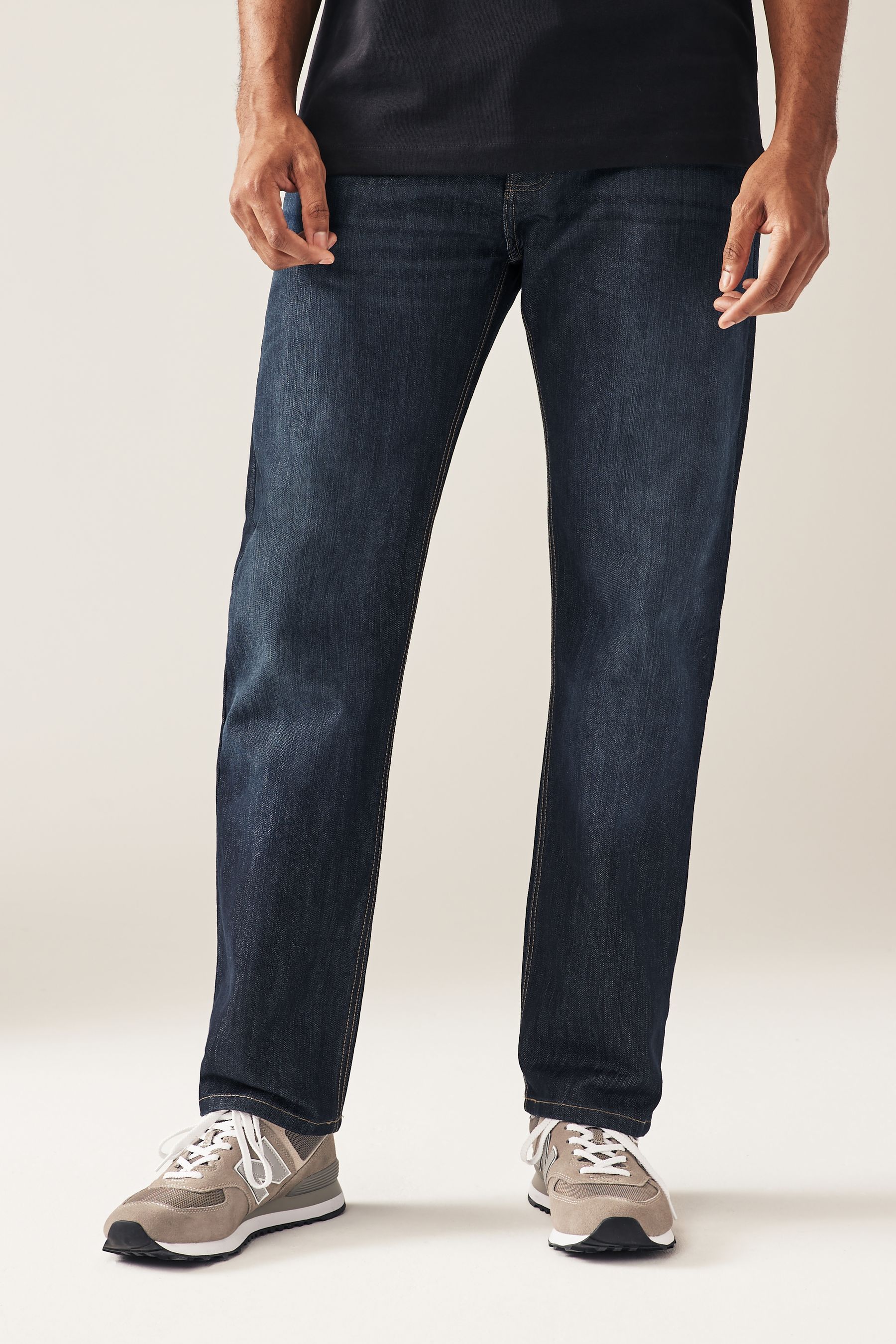 Dark Ink Blue Cotton Straight Fit Jeans