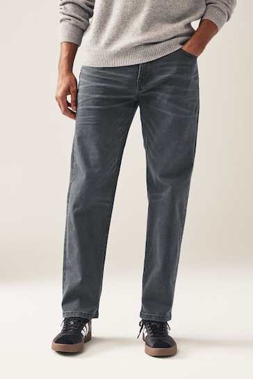 Charcoal Grey Straight Classic Stretch Jeans