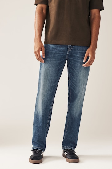 Blue Wash Straight Classic Stretch Jeans