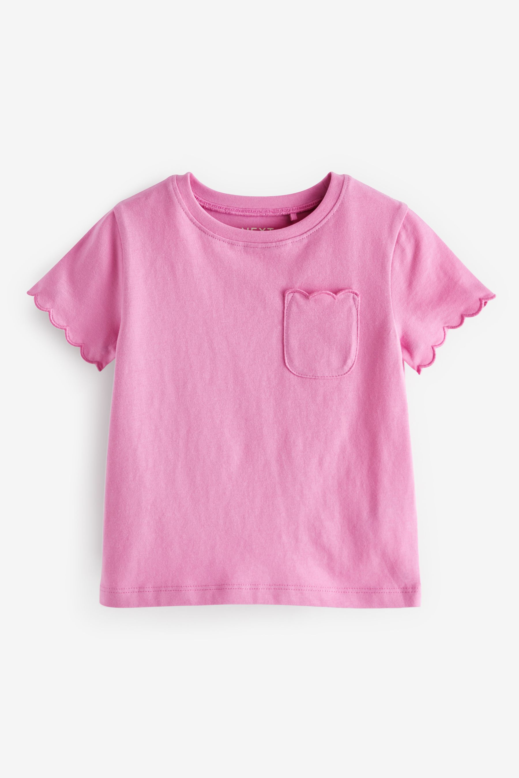 Buy Bright Pink Short Sleeve Scallop T-Shirt (3mths-7yrs) from Next Israel