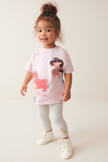 Pink Disney Princess Short Sleeve T-Shirt And Leggings Set (3mths-7yrs)