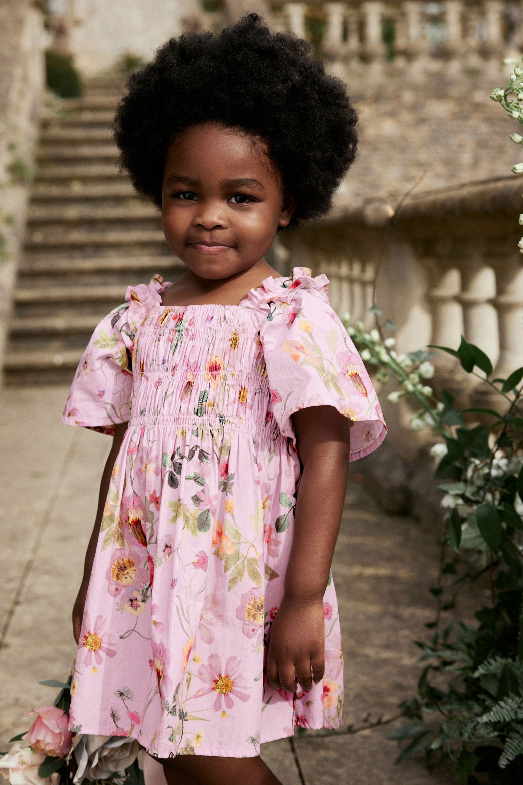 Buy Pink Floral Printed Cotton Dress (3mths-8yrs) from Next Saudi Arabia