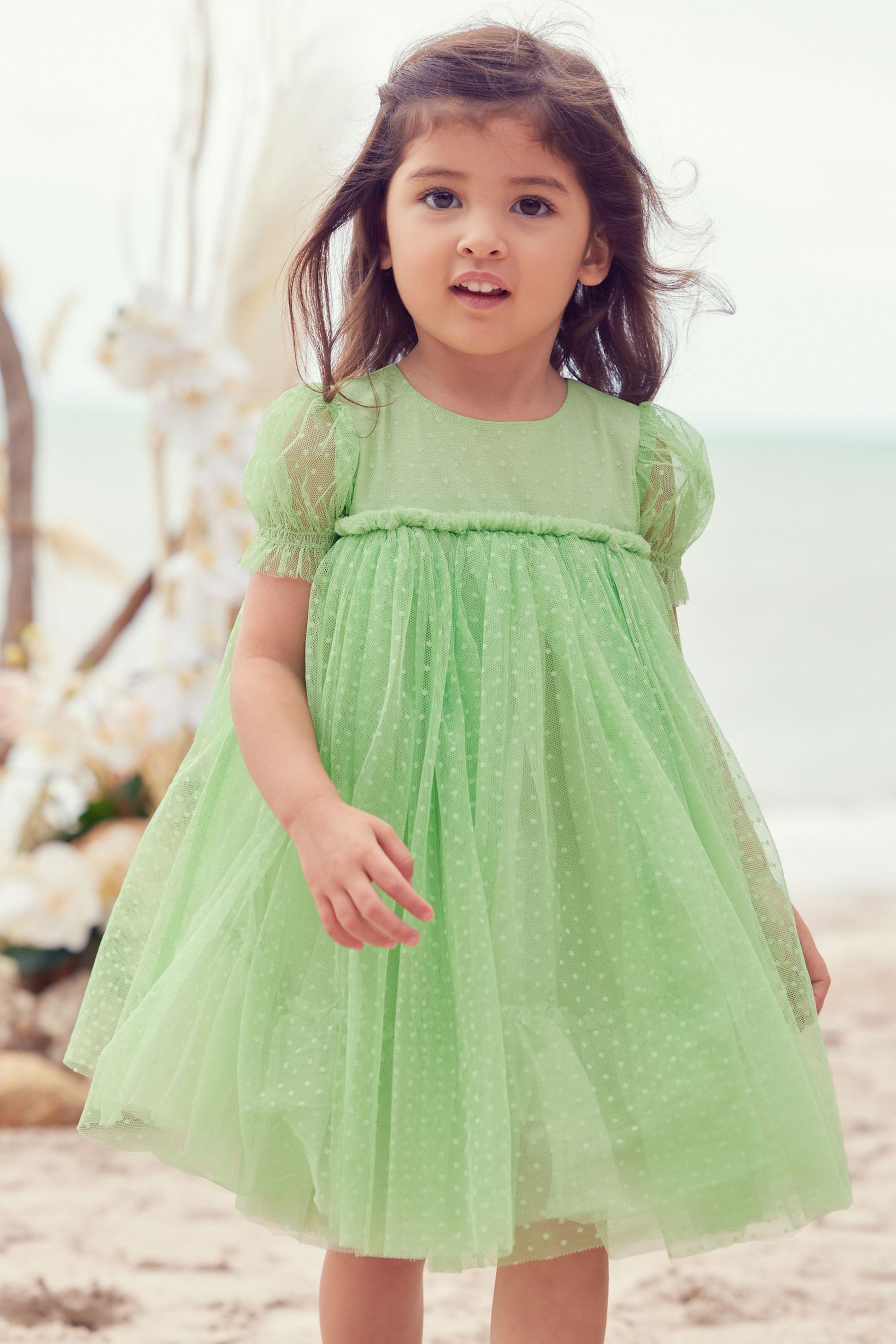Green and white 2024 dress for party