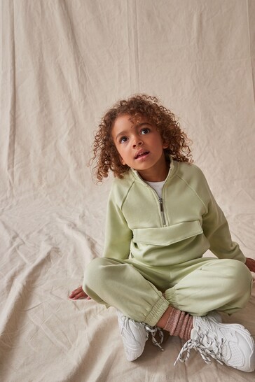 Lime Green Zip Crew And Cargo Joggers Set (3-16yrs)