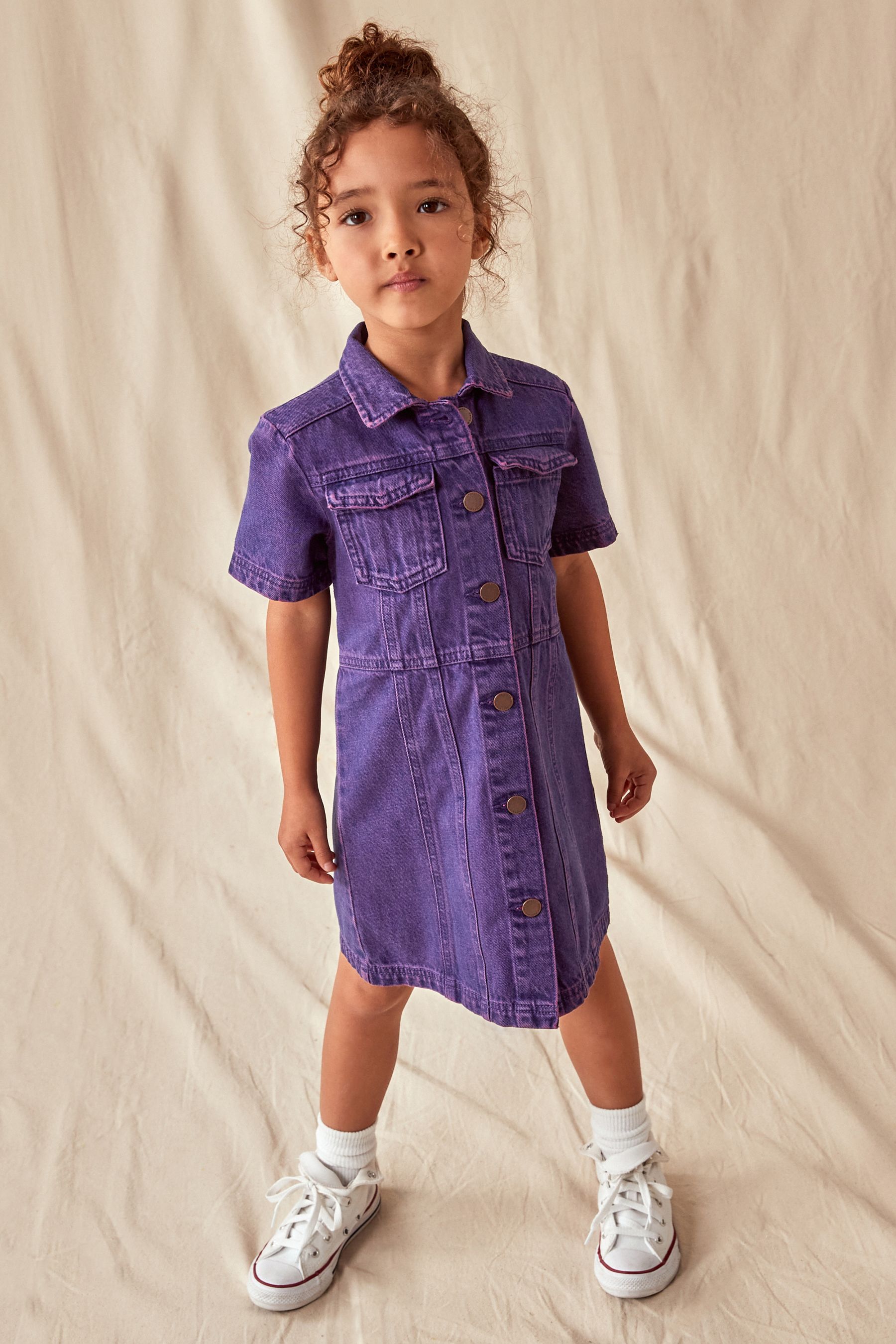 Purple Overdye Fitted Denim Dress 3 16yrs
