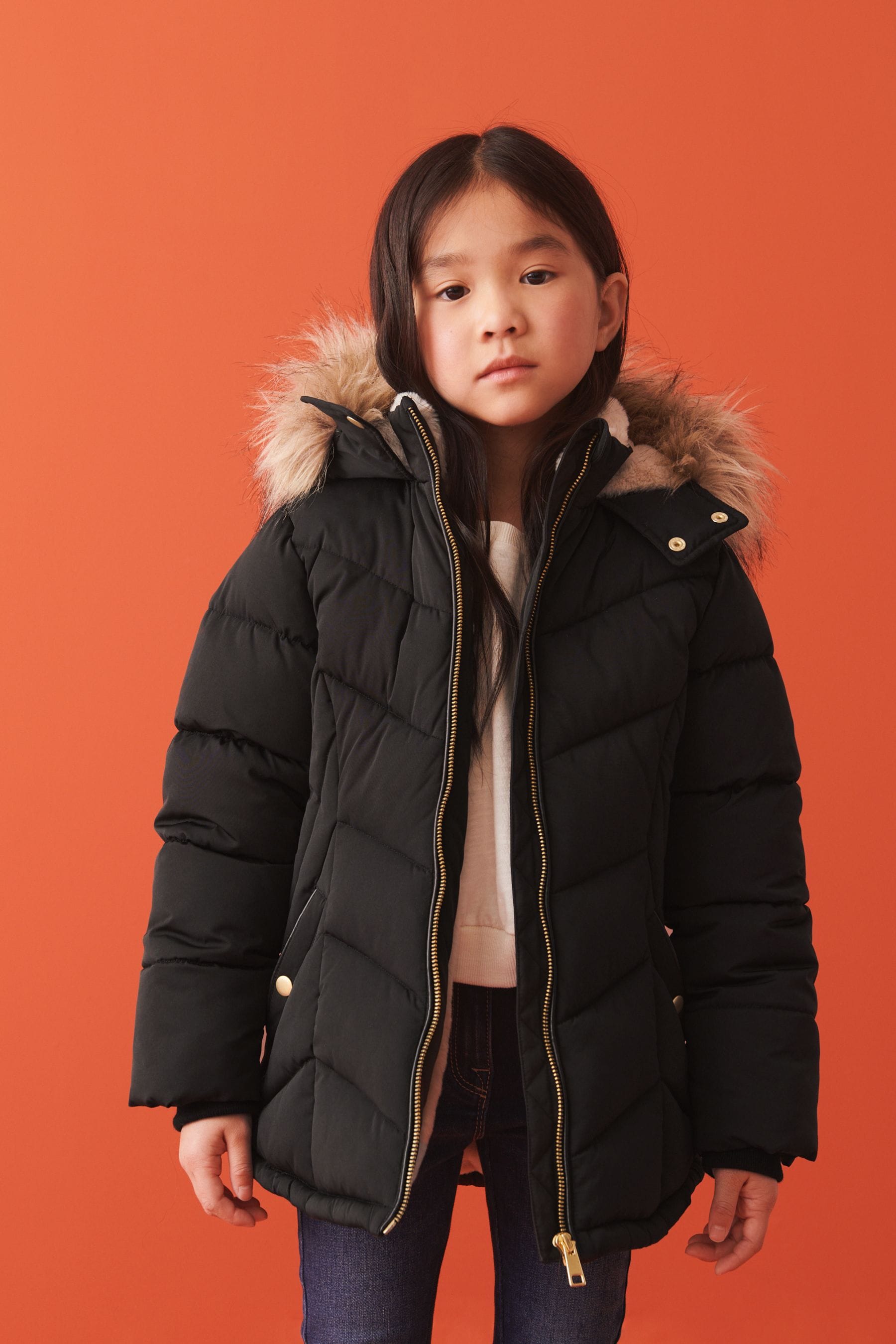 Girls black store bubble coat