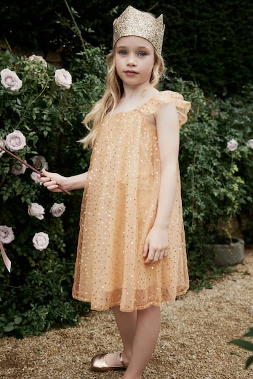 Gold Sequin Tulle Party Dress (3-16yrs)