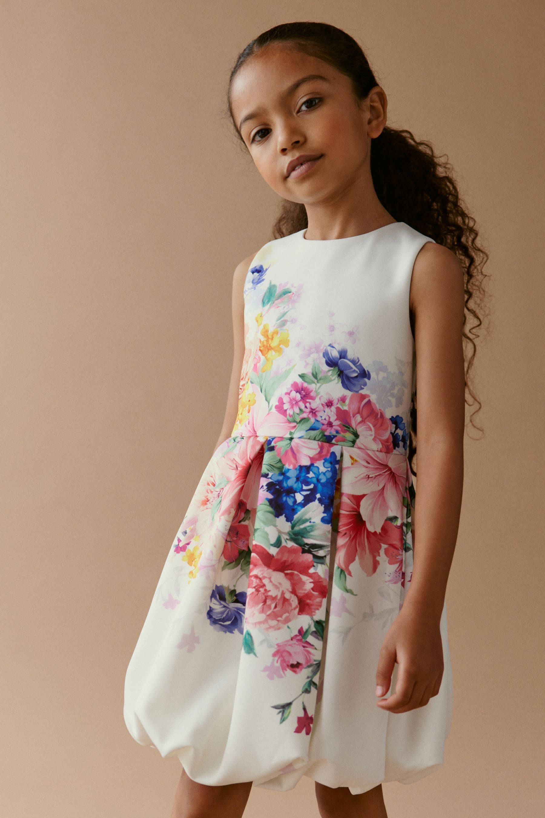 Blue floral occasion dress hotsell