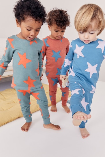 Multi Stars Snuggle Pyjamas 3 Pack (9mths-8yrs)