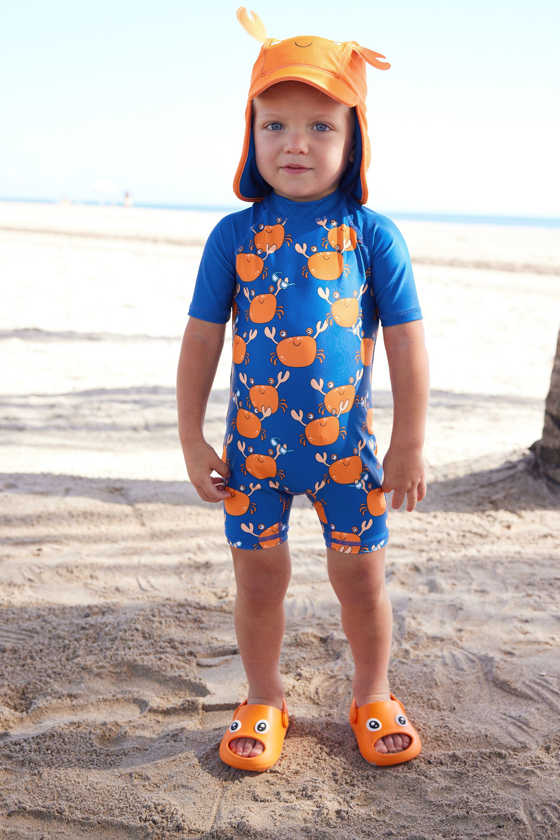 Buy Cobalt Blue Regular Length Sunsafe Swimsuit & Hat 2 Piece Set ...