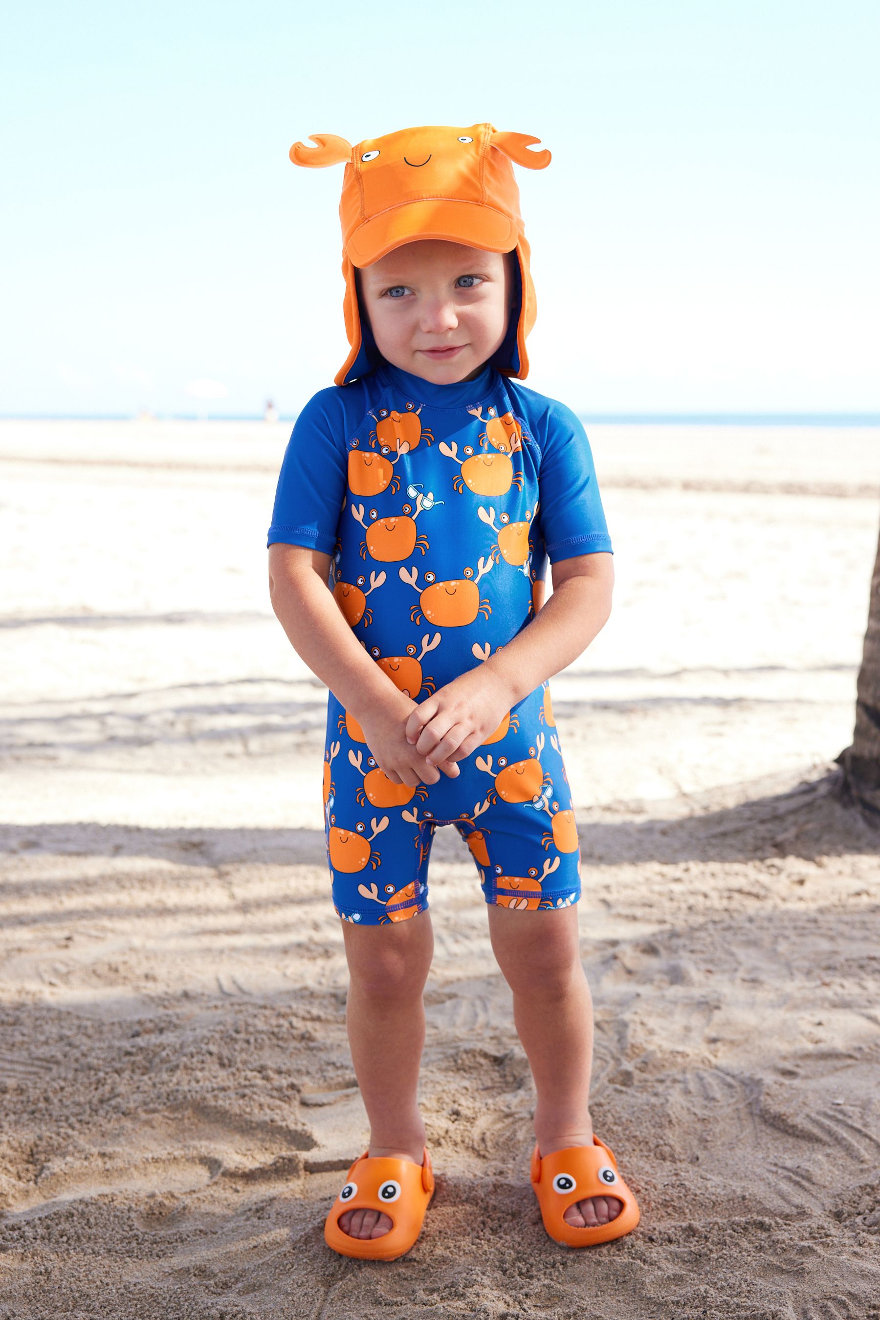 Buy Cobalt Blue Regular Length Sunsafe Swimsuit & Hat 2 Piece Set ...