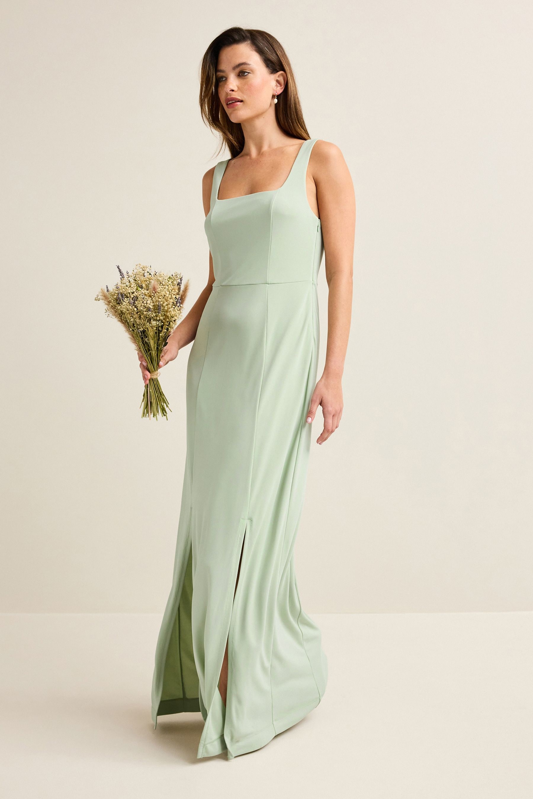 Buy Sage Green Square Neck Bridesmaid Maxi Dress from the Next UK