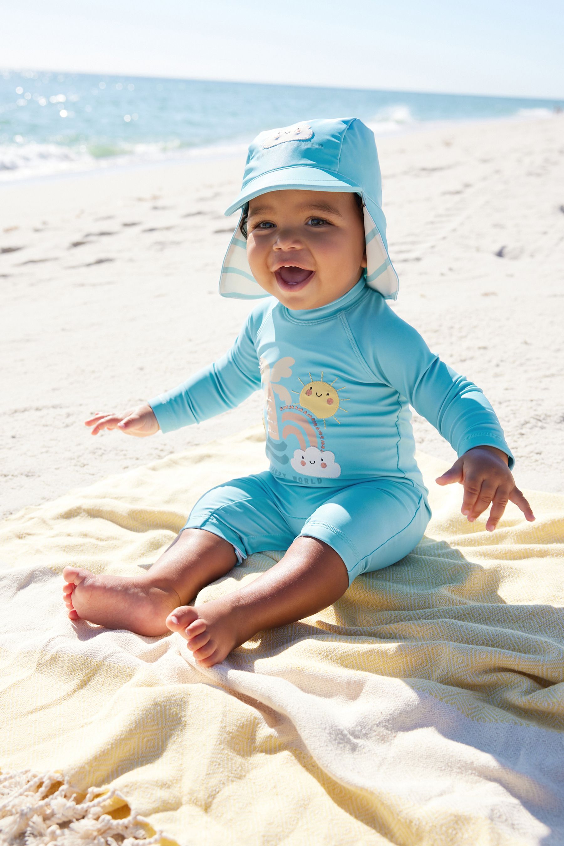Baby all in one swimsuit with hat 2025