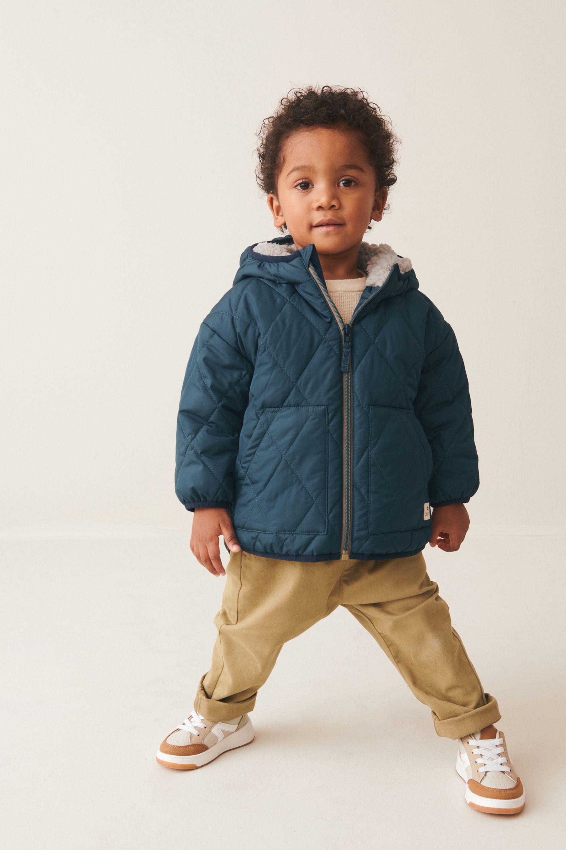 Buy Teal Blue Quilted Borg Lined Jacket (3mths-7yrs) from Next Australia