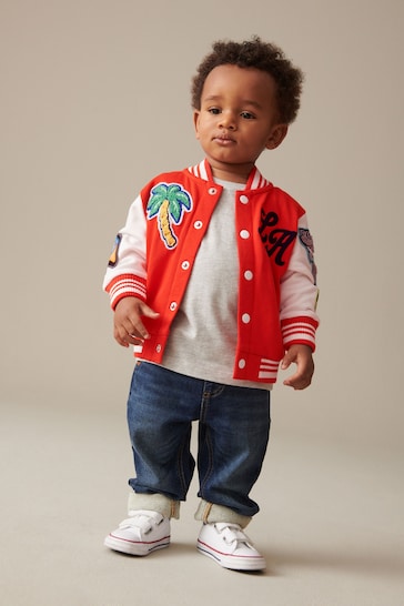 Bright Red Letterman Jacket (3mths-7yrs)