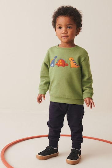 Green Embroidered Character Sweatshirt and Joggers Set (3mths-7yrs)