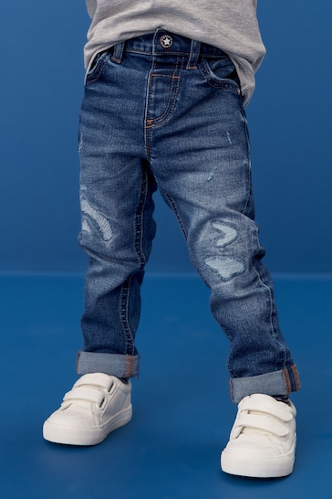 Mid Blue Denim Distressed Jeans (3mths-7yrs)