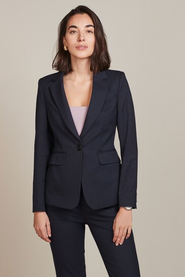 Navy Blue Tailored Single Breasted Jacket