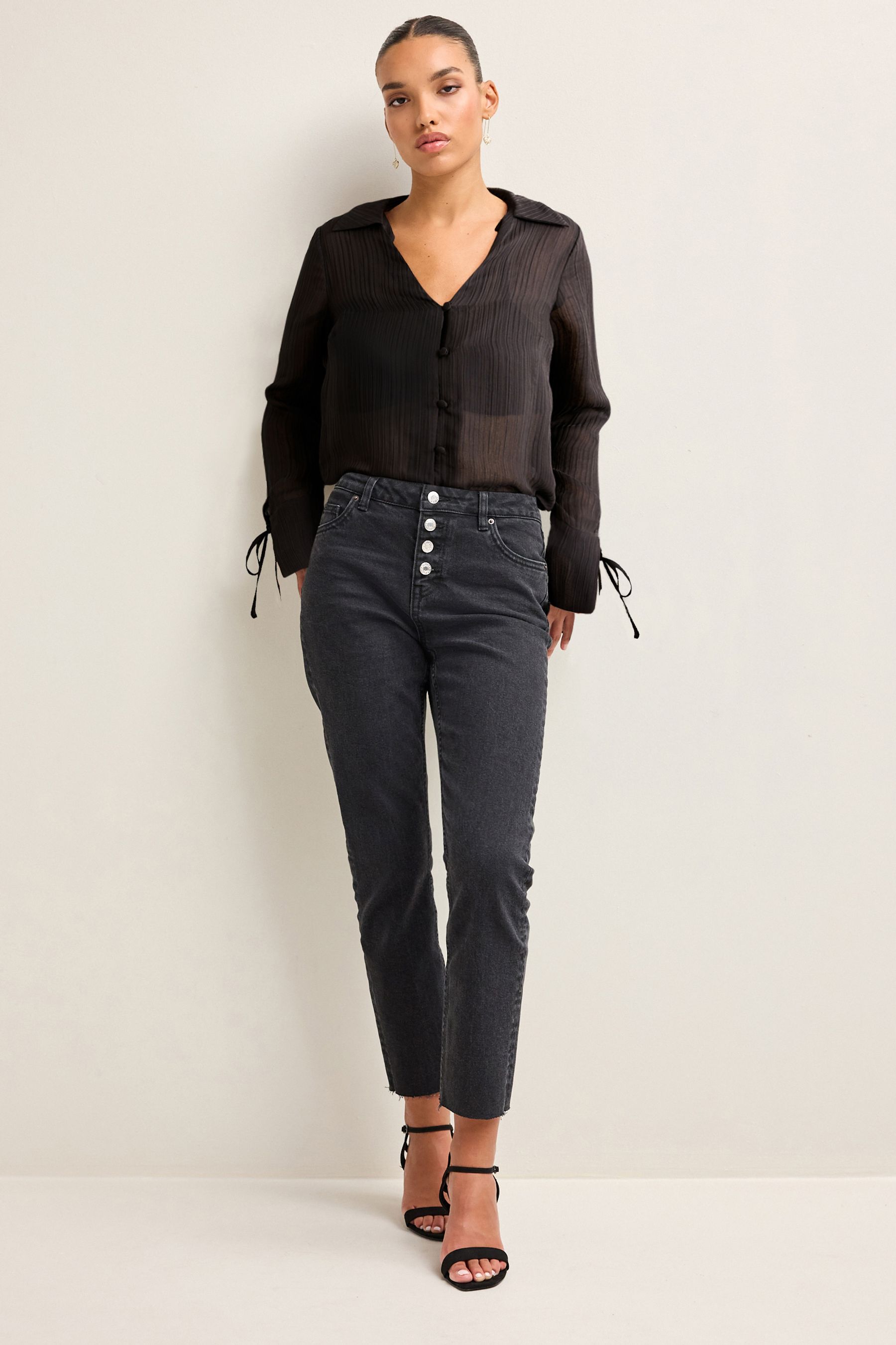 High waisted discount black straight jeans