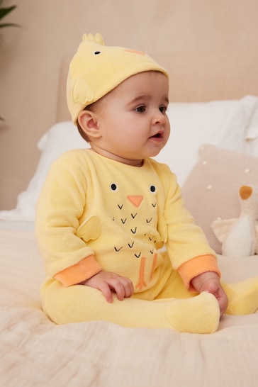 Yellow Novelty Chick Baby Sleepsuit (0-2yrs)