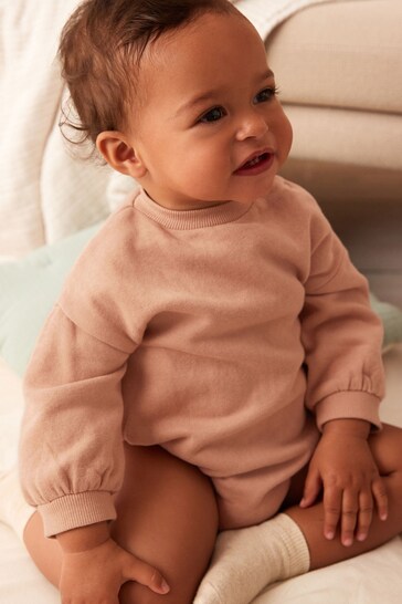 Rust Brown Cosy Sweat Jersey Bubble Bum Baby Romper (0mths-2yrs)