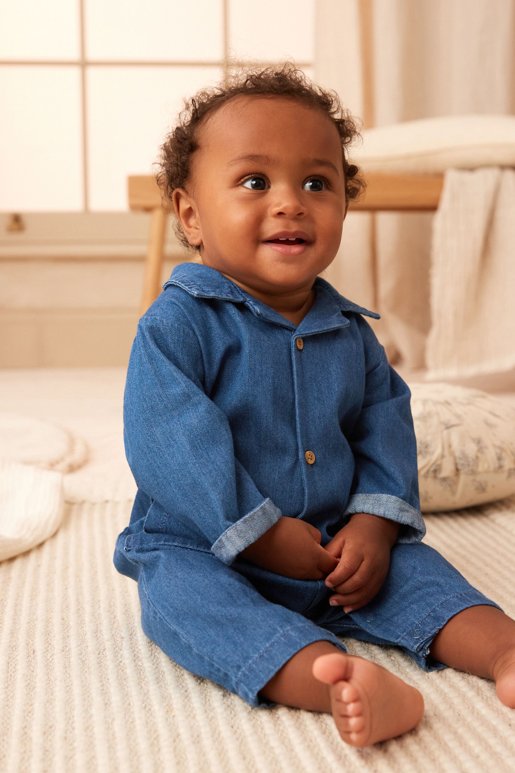 Newborn sales denim romper