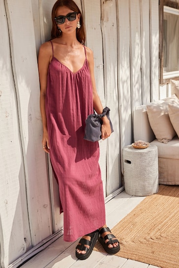 Dusky Pink Textured Volume Summer Maxi Dress