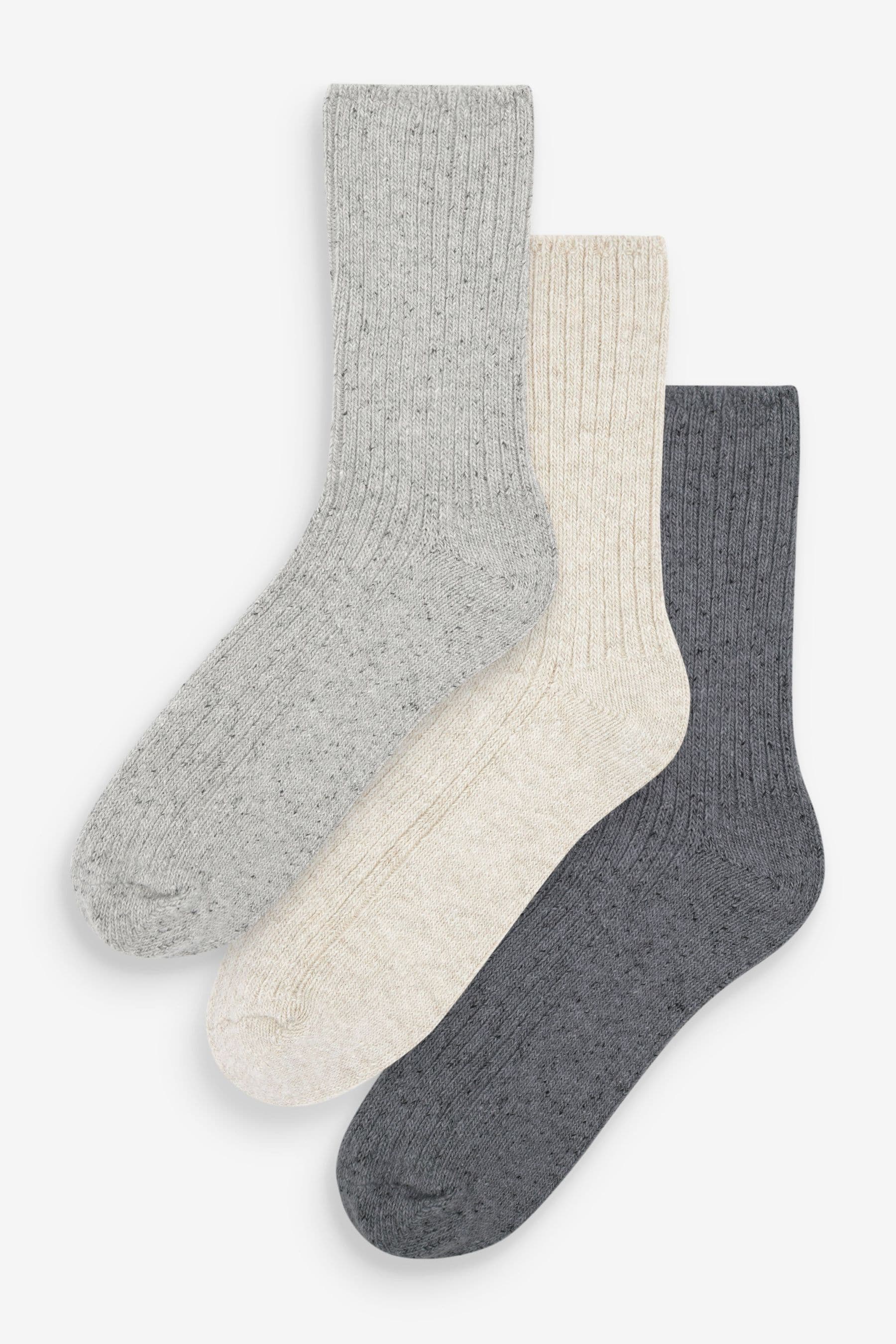 Buy Grey Thermal Wool Blend Ankle Socks With Silk 3 Pack from the