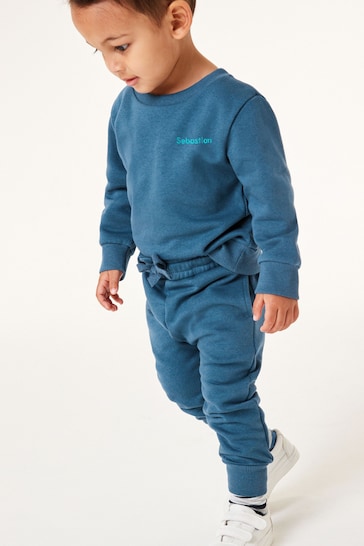 Blue Personalised Jersey Sweatshirt and Joggers Set (3mths-7yrs)