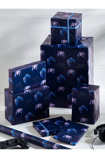 Navy Blue Gaming 10 Metre Wrapping Paper