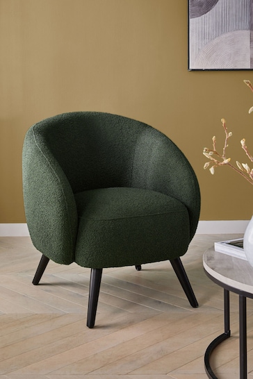 Casual Bouclé Dark Olive Green Mylo Accent Chair