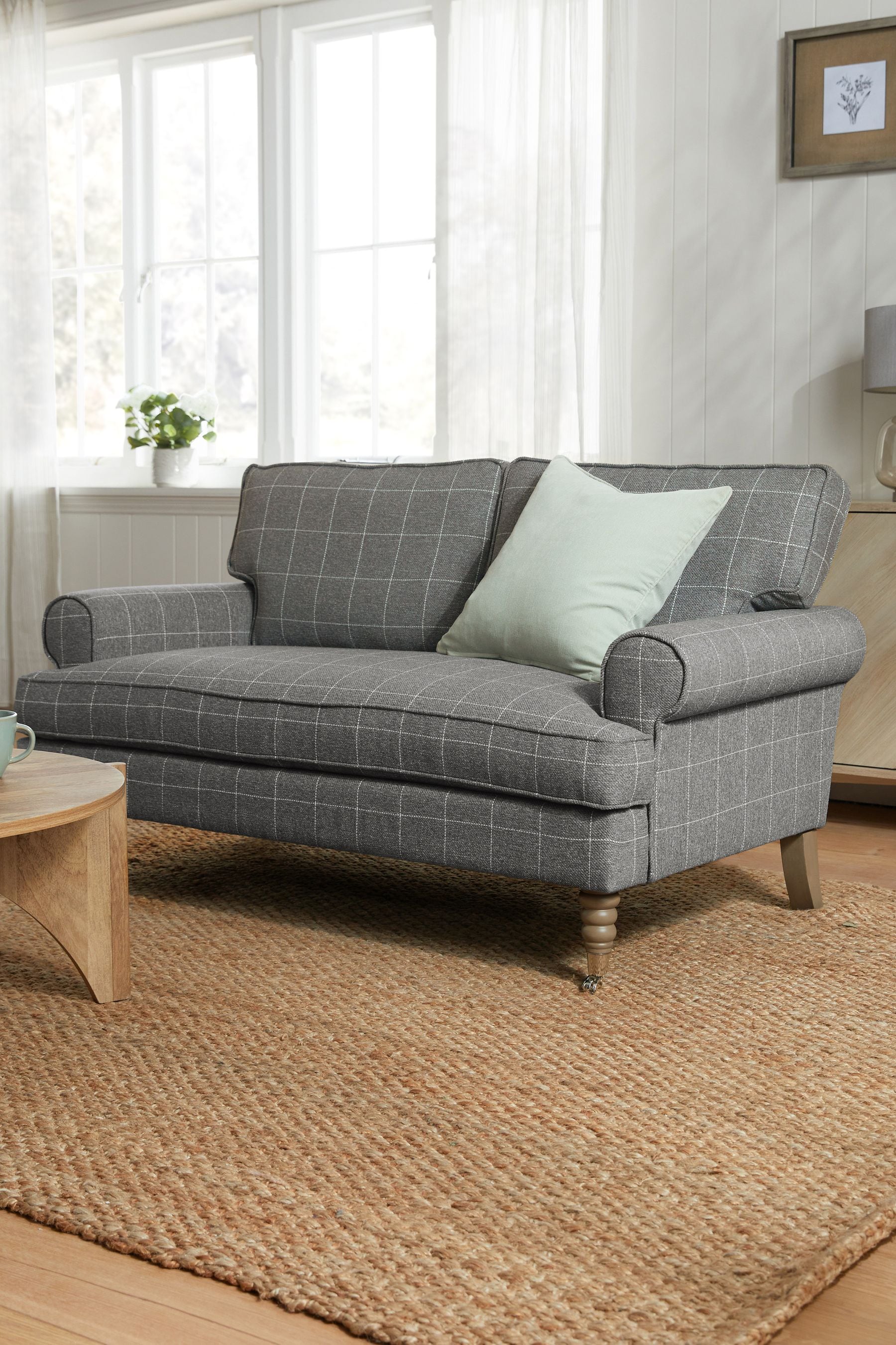 Tweedy Check Lawson Mid Grey Delia Compact 2 Seater Sofa In A Box