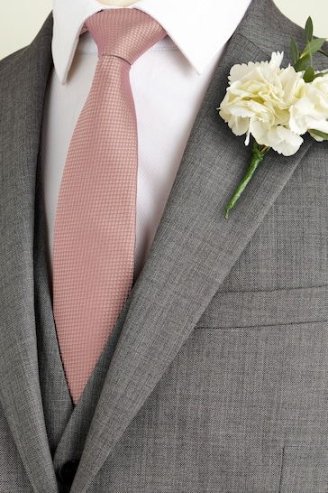 Neutral Brown Slim Textured Silk Tie