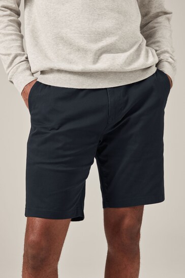 Navy Blue Slim Fit Stretch Chinos Shorts