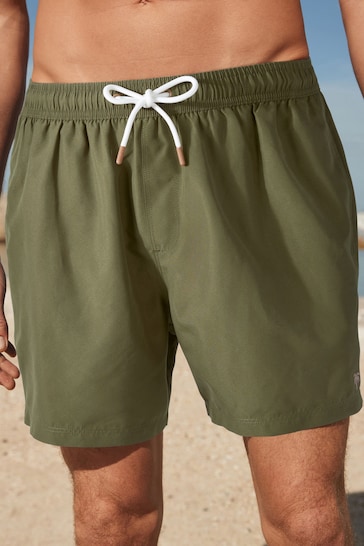 Khaki Green Palm Logo Essential Swim Shorts