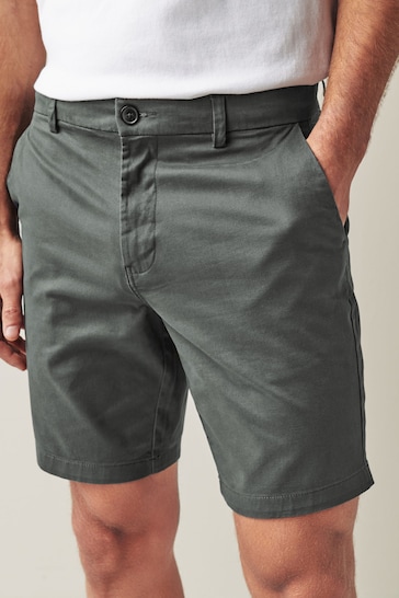 Charcoal Grey Straight Fit Stretch Chinos Shorts