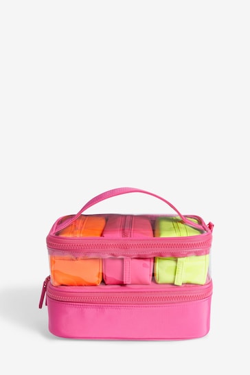 Hot Pink 4 in 1 Travel Make Up Bag