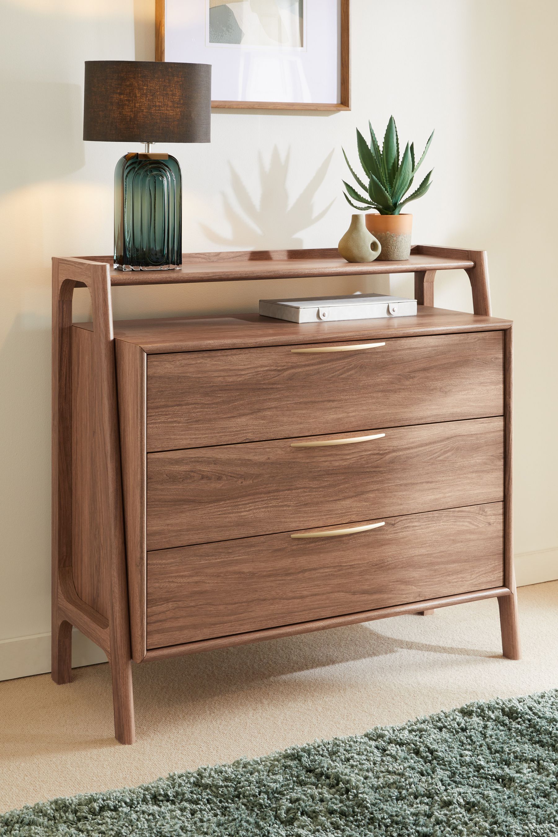 3 drawer discount dresser walnut
