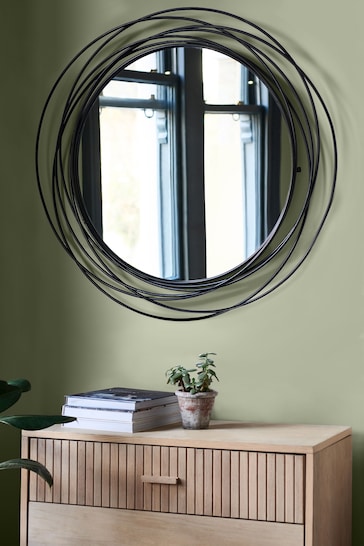 Black Contemporary Wire 91x91cm Wall Mirror