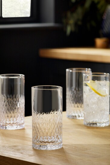 Clear Albany Set of 4 Tall Tumbler Glasses