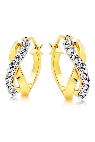 Beaverbrooks 9ct Gold Crystal Hoop Earrings