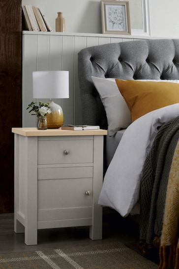 Dove Grey Malvern Paint Effect 2 Drawer Bedside Table