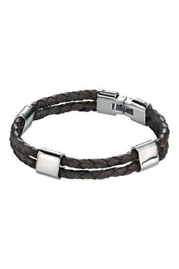 Beaverbrooks Mens Leather Bracelet