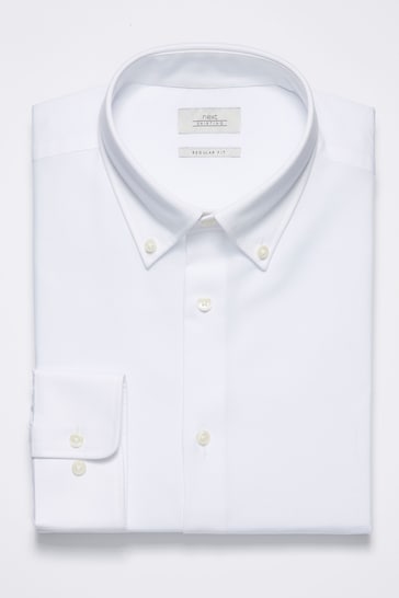 White Slim Fit Easy Care Single Cuff Oxford Shirt
