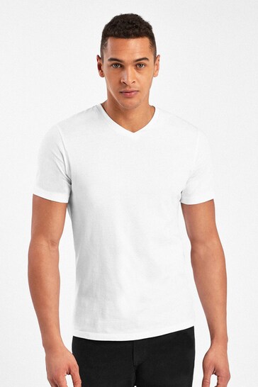 Buy White Slim Essential V-Neck T-Shirt from the Next UK online shop