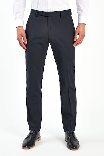 Navy Blue Tailored Stretch Smart Trousers