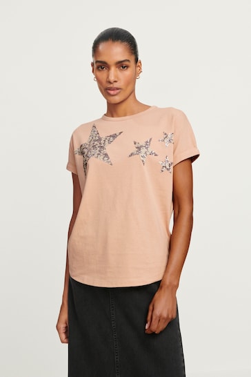 Pink Sparkle Sequin Star T-Shirt