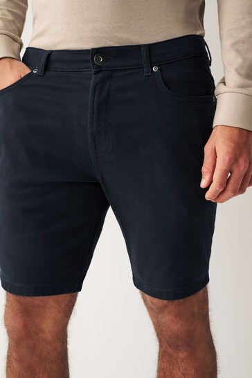 Navy Blue Slim Motionflex 5 Pocket Chino Shorts